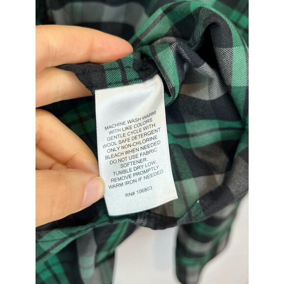 DULUTH TRADING CO AKHG Mens 2XL Long Sleeve Button Down Shirt Green Gray - Picture 10 of 10